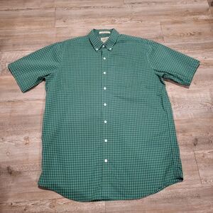 LL Bean Traditional Fit Plaid Button Up Short Sleeve Shirt Mens Size Large Tall